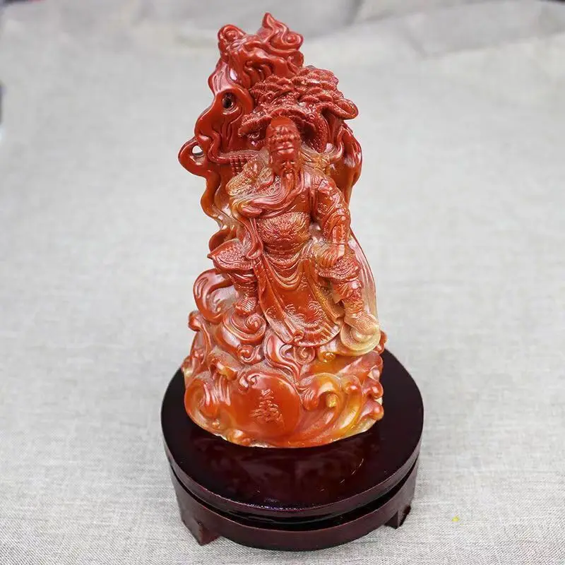 

Chinese Antique Huanglong Jade Carving of Guan Gong Statue Decoration