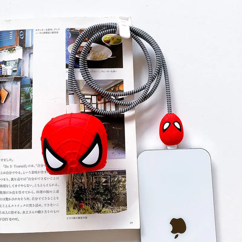 3D Heroes Iron Man Spider-Man Charger Case for iPhone 14 13 Pro 18w 20w Charger Head Protective Sleeve Cable Protective Cover