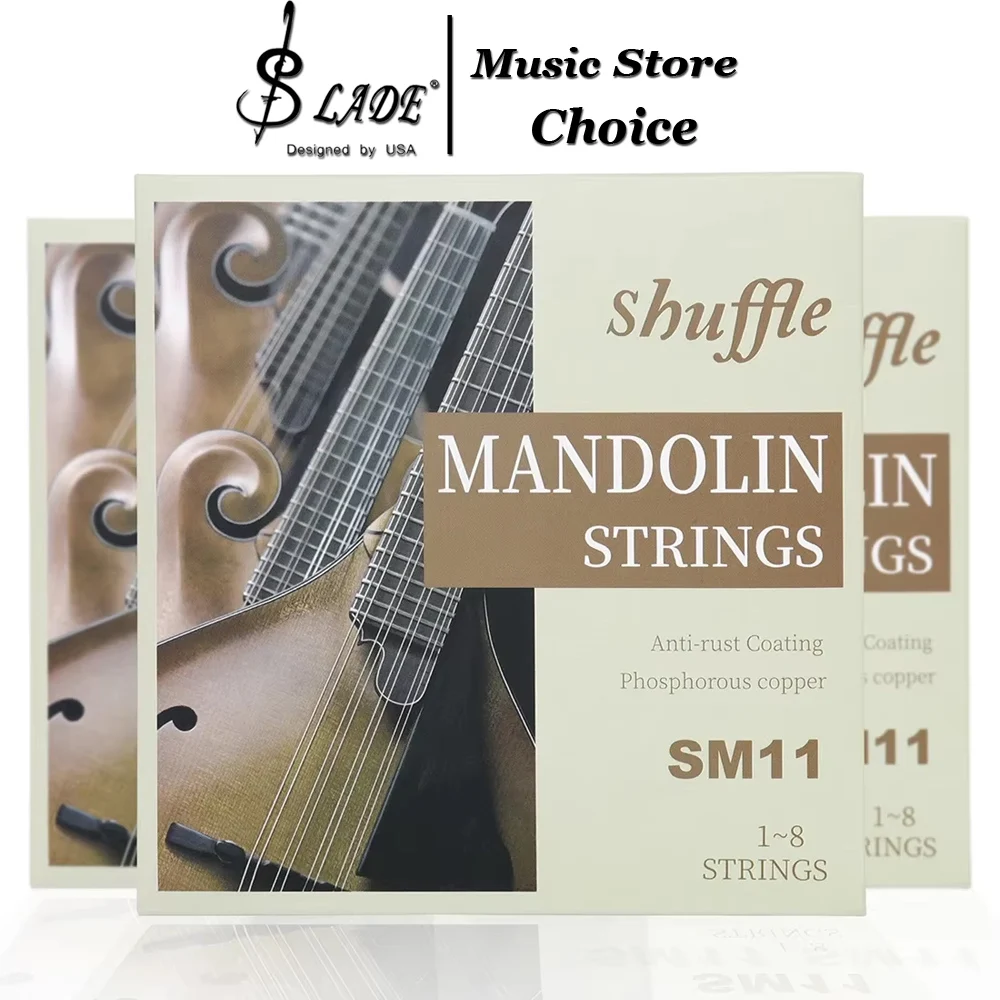 Shuffle SM11 8 Strings Mandolin String Phosphor Bronze Anti-corrosion Coating Mandolin Strings for Mandolin Guitar Parts