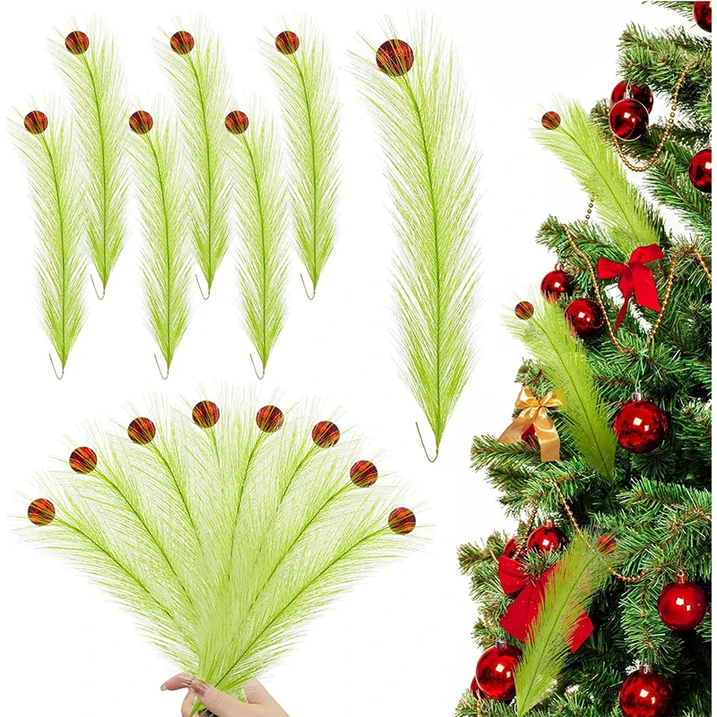 

5Pcs Christmas Tree Ornaments 43cm Green Artificial Pampas Grasses Xmas Decorations for Home Office Party Decoration Navidad