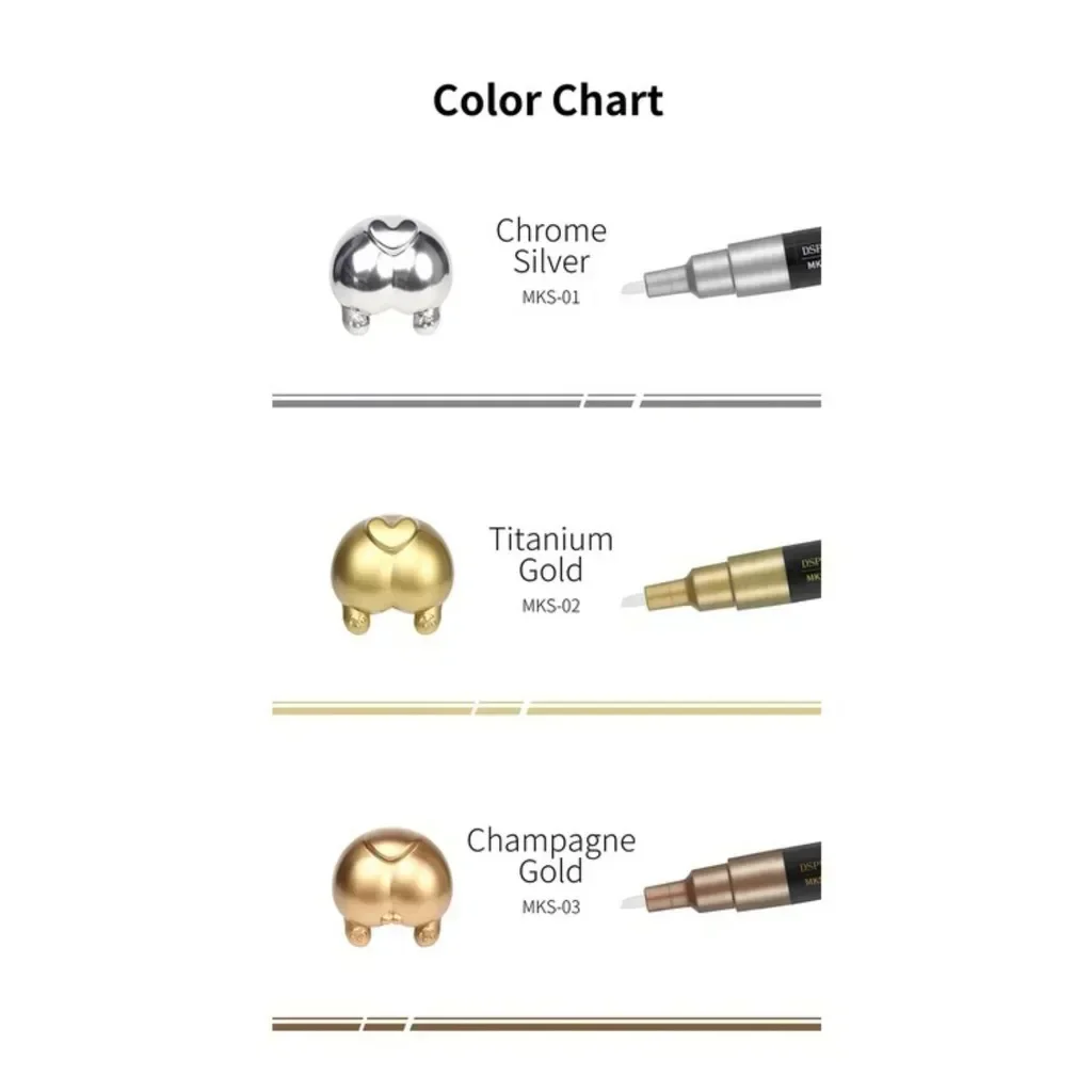 DSPIAE MKS marcador súper metálico 2,0mm 0,5mm bolígrafo de doble punta para modelo Gundam pintura Hobby herramienta de bricolaje cromo plata champán oro