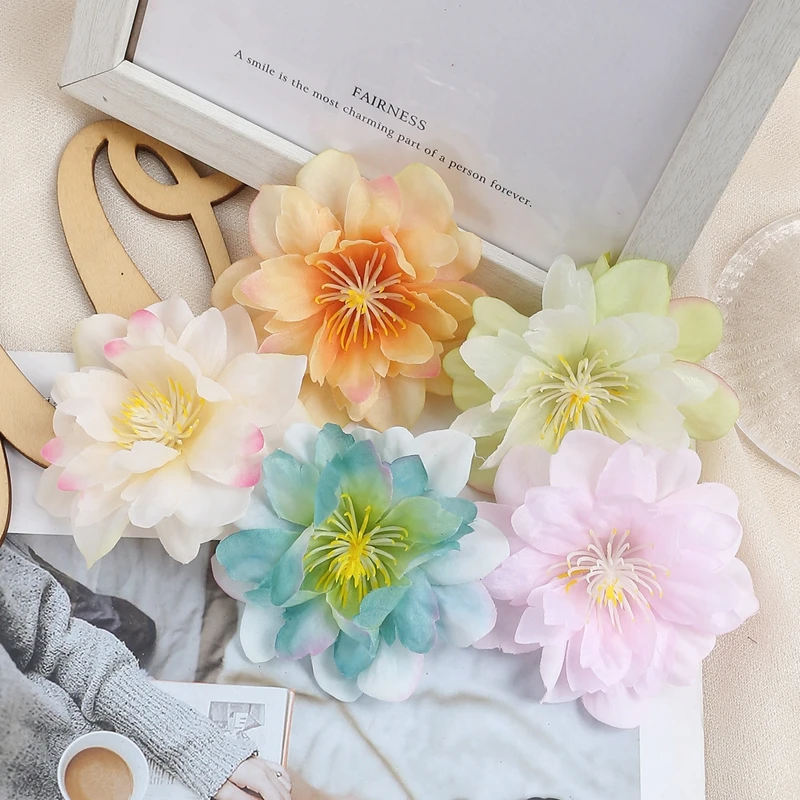 10/20 sztuk sztuczne główki kwiatów 7cm sztuczny kwiat do wystroju pokoju w domu ogród dekoracje ślubne DIY Craft Garland akcesoria do prezentów — zdjęcie 5