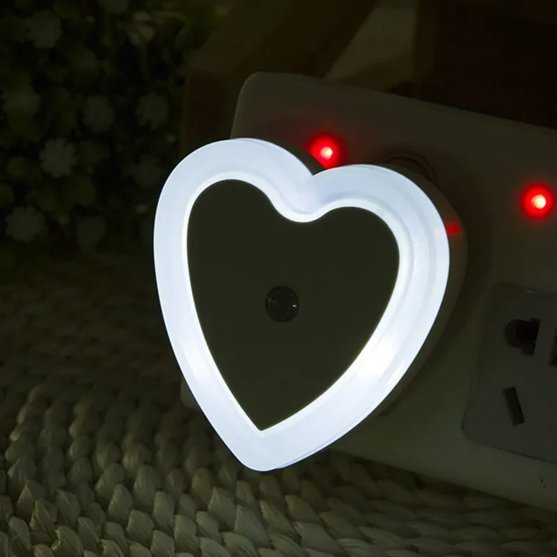 LED Night Lights Heart-shaped  Wireless Sensor EU/US Plug Night Ligh Bedroom Living Room Baby Room Lighting Energy-saving Light