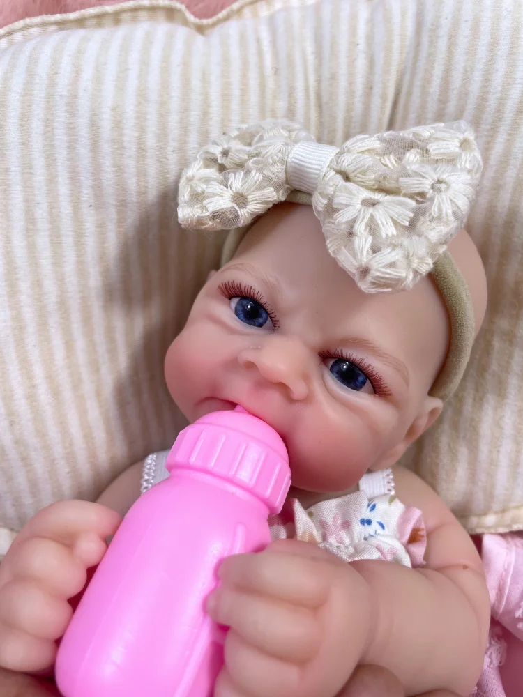 13-calowa lalka reborn Elijah z pełnym otwieranym pyszczkiem, wykonana w całości z miękkiego, elastycznego silikonu, lalka dziewczynka, prezent na urodziny, Boże Narodzenie