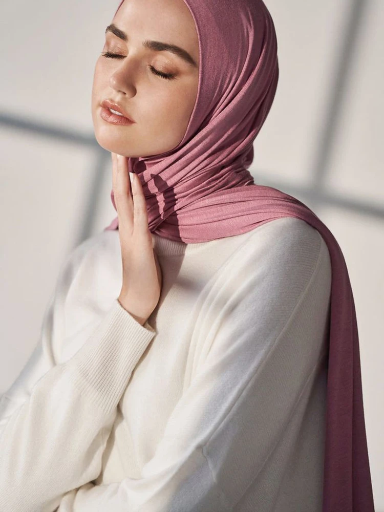 Fashion Jersey Hijab Scarf Long Muslim Shawl Plain Soft Turban Tie Head Wraps For Women Africa Headband