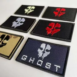 8*5CM 유령 마스크 패브릭 Emblemen 수 놓은 Applique 후크 및 루프 패치, 완장, 배낭에 Call of Duty 전술 배지