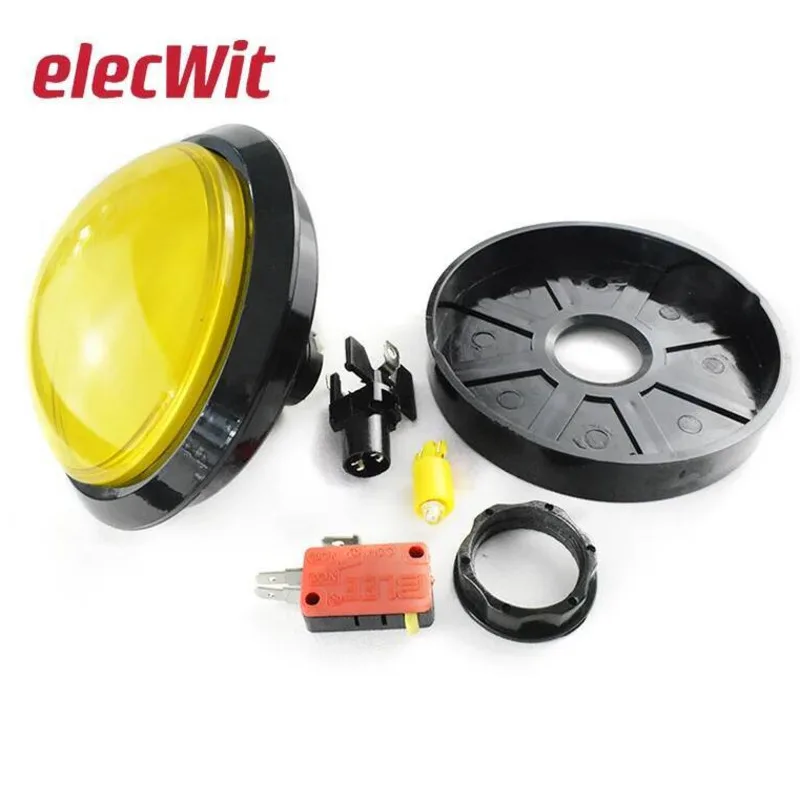 Pulsador redondo grande de 100mm LED iluminado con microinterruptor para piezas de máquinas de juego de salón recreativo DIY interruptor de luz de