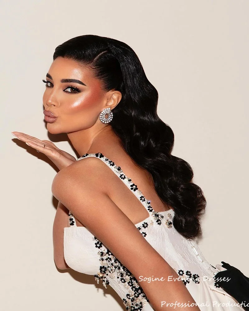 Satijn-Kant Aangepaste Avondjurken Voor Vrouwen Spaghetti Band فسات Bravo 1914 met Kristallen Lange Trein Cocktailjurk