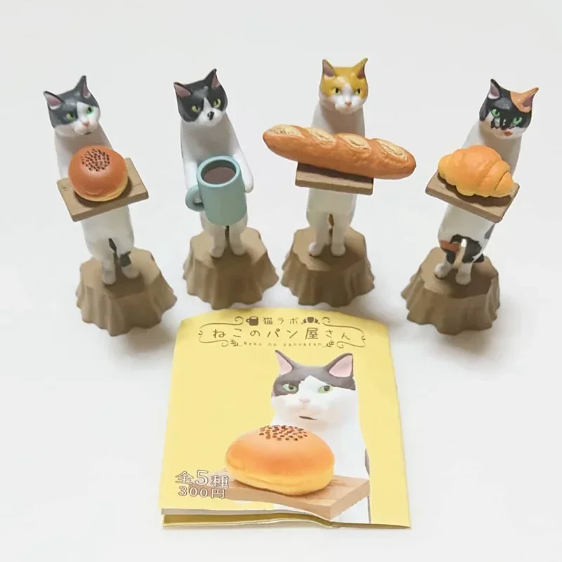 Kitan club original gashapon cápsula brinquedos figura kawaii bonito gato garçom pão casa comida estatueta animal em miniatura anime decoração