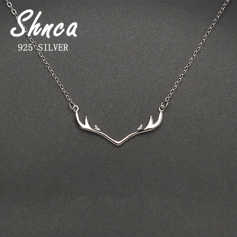 Fashion Simple 925 Sterling Silver Antler Elk Pendant Necklaces For Women Girl Hot Sale Jewelry JY061