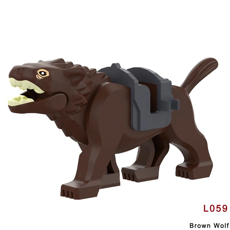 MOC Mittelalterliche Burg Ork-Soldaten Figuren Wolfskutsche Ritter König Krieger Elefant Ziege Bausteine Spielzeug Geschenke