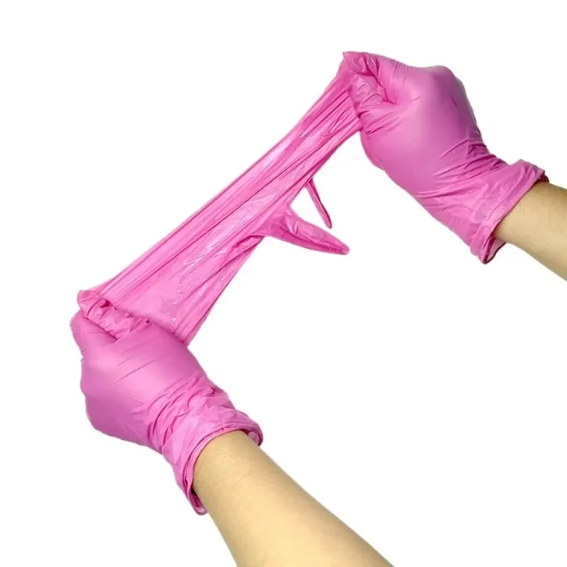100PCS Deep Pink Nitrile Disposable Gloves Household Cleaning DIY Crafts Home Tasks Daily Chores General Cleaning Supplies Home