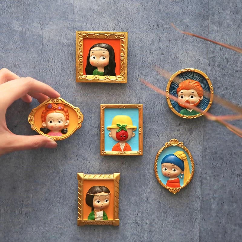 Van Gogh Refrigerator Magnets Cartoon Magnetic Stickers Handmade Resin Crafts Cute Souvenir Fridge Magnet Gift For Kids Birthday