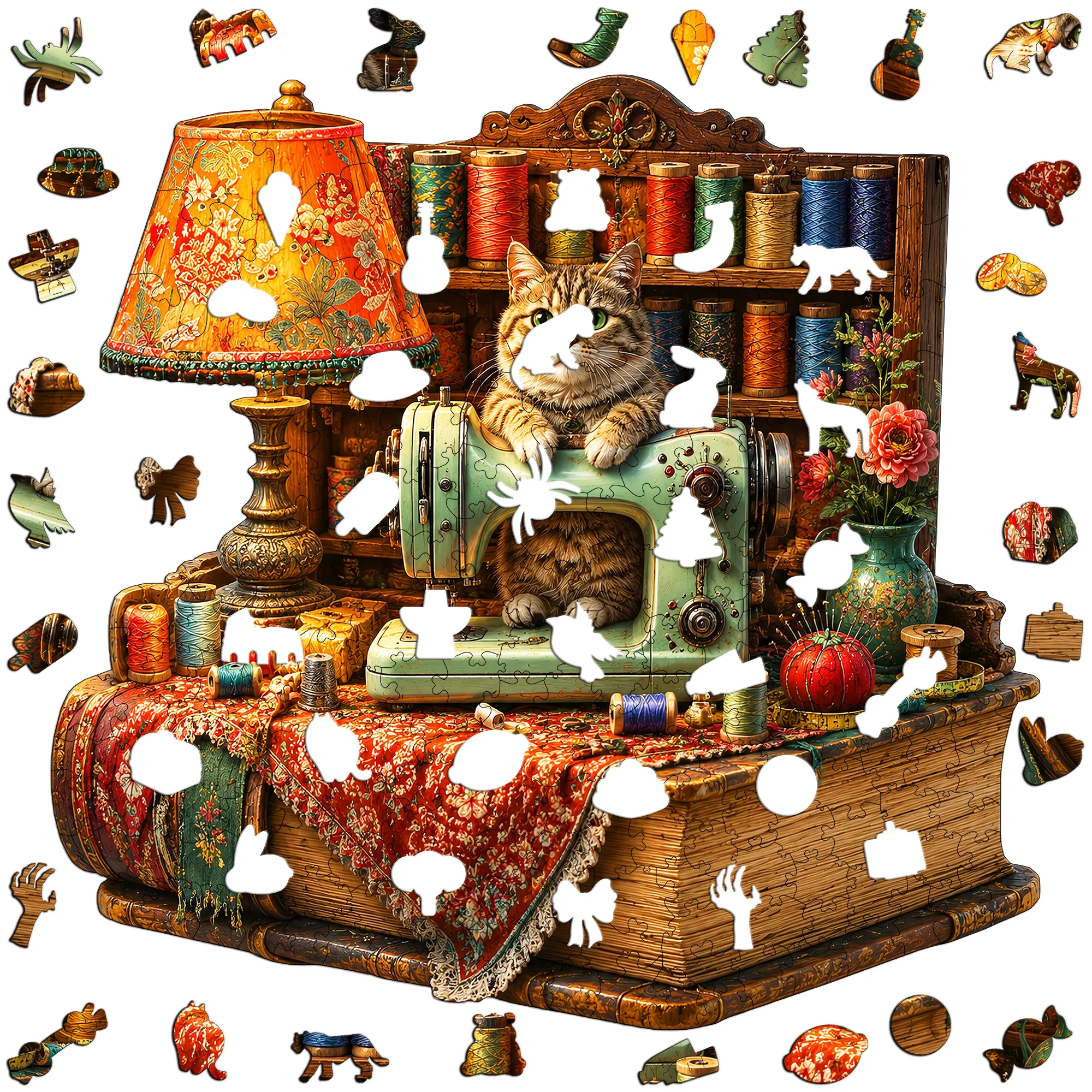 Koi Pond Under Moonlight Flat Wooden Puzzle - Animal Jigsaw Puzzle Toy - Tabletop Puzzle Game - Christmas Birthday Gift