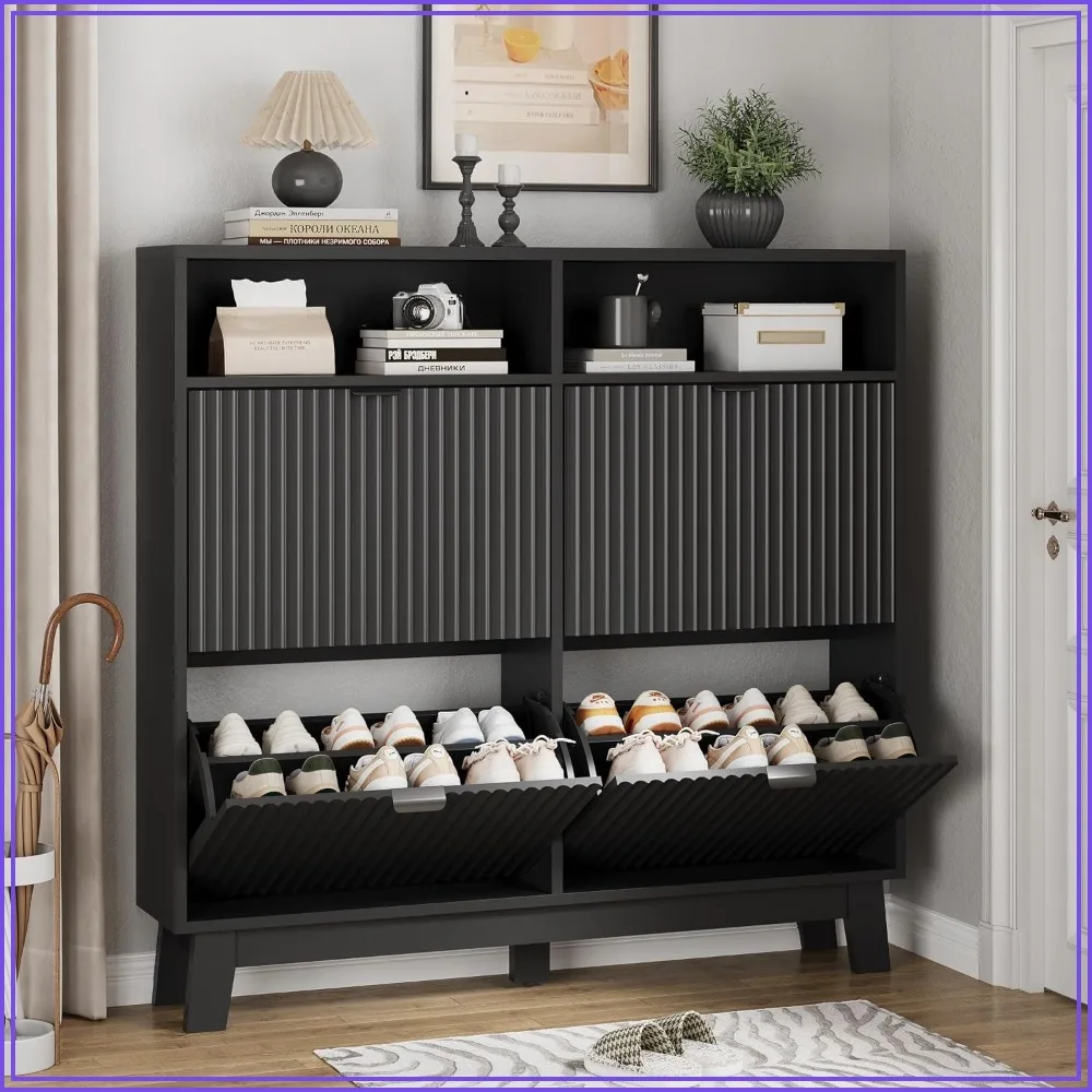 Shoe Cabinet with 4 Flip Drawers, 46