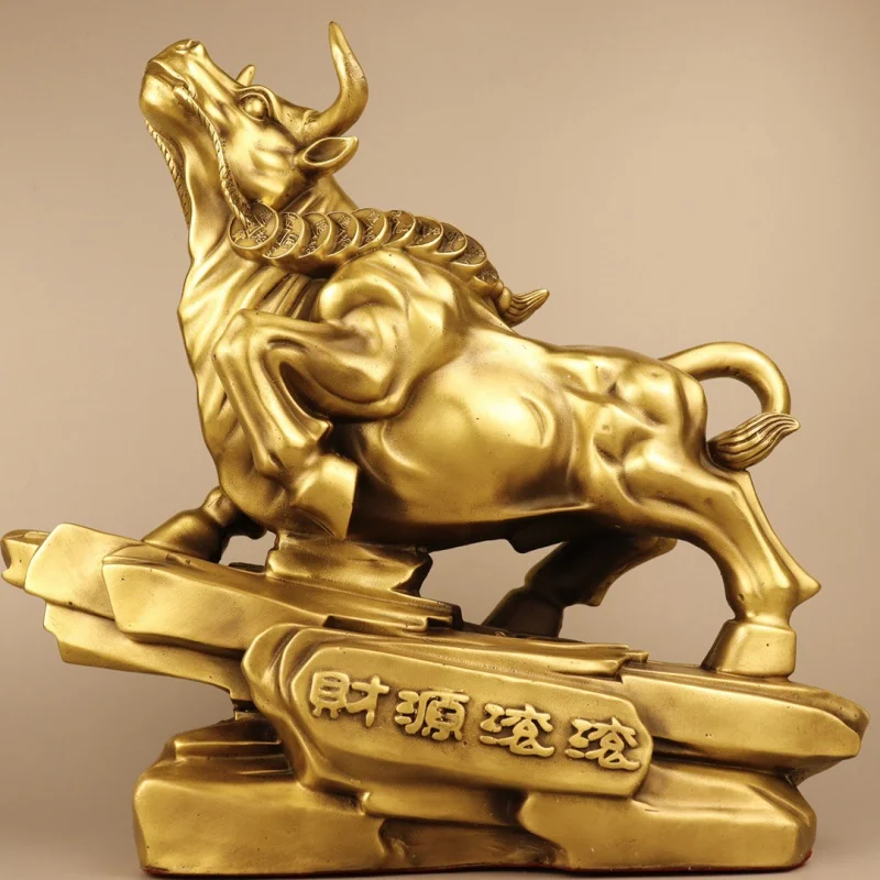 Guyunzhai Brass Cattle Ornaments Walker Street Cattle Office Boss Table Decoration Crafts Company Opening Gift