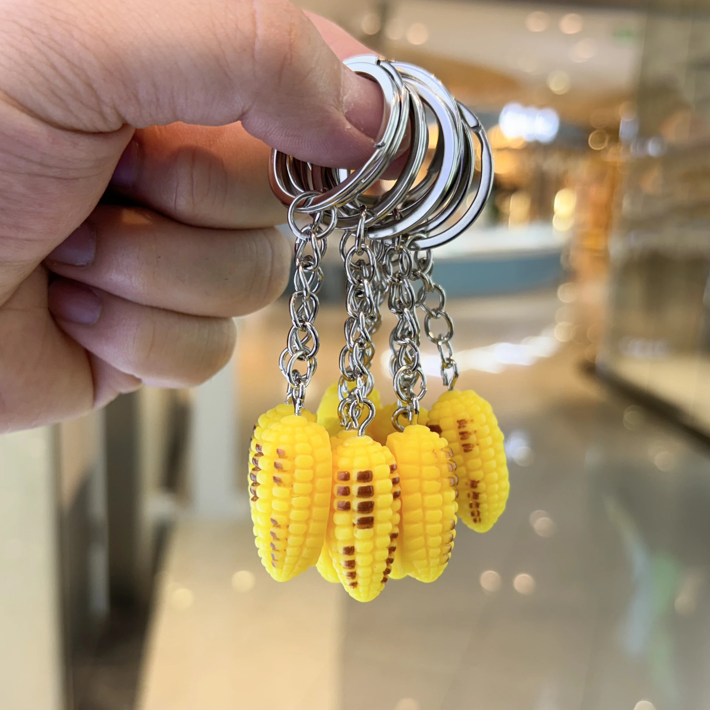 10pcs Simulation Corn Keychain Cartoon Plant Pendant Accessory Y2K Pendant Keychain Thanksgiving Corn Decoration Key Ring