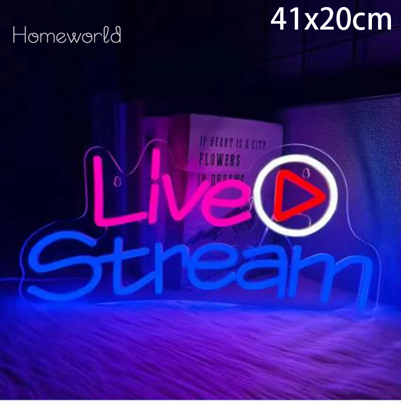 Live Stream Neon Signs For Wall Decor Bedroom Broadcasting Room Wall Decor Bar Club Decor Party Living Room Music Studio