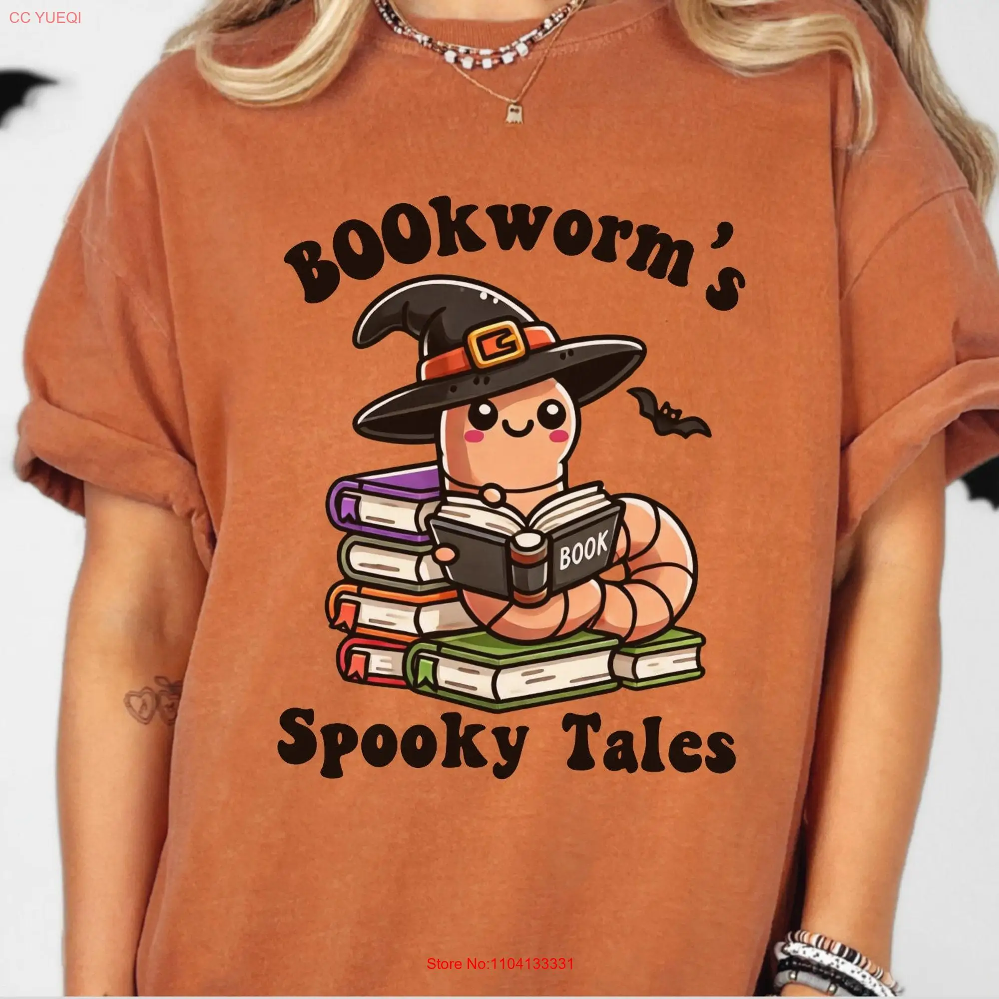 Comfort Colors Booklover Halloween T Shirt Bookish Cute Bookworm Witch Reading Book Lover Reader long or short sleeves