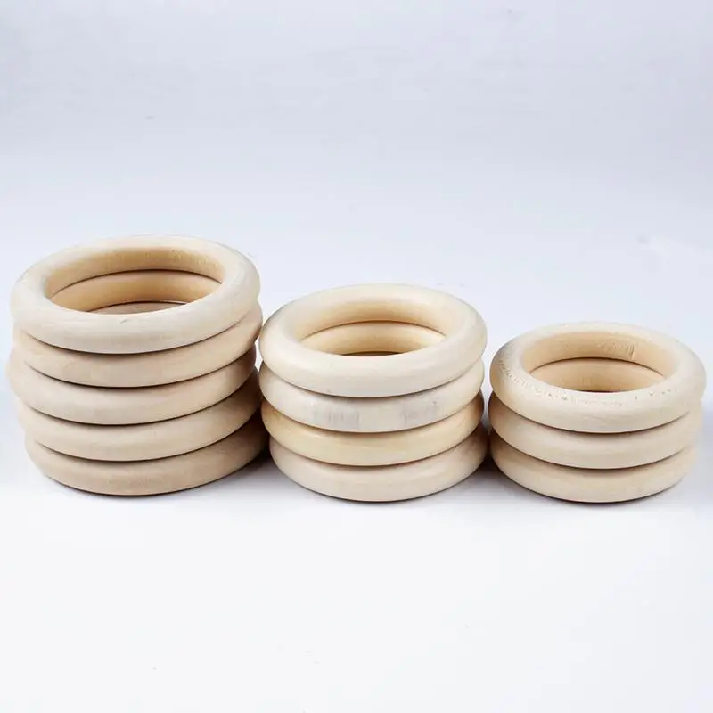 12-125mm Wooden Teething Round Ring Natural Wood Lead-Free Beads For DIY Jewelry Making Handmade Accessories