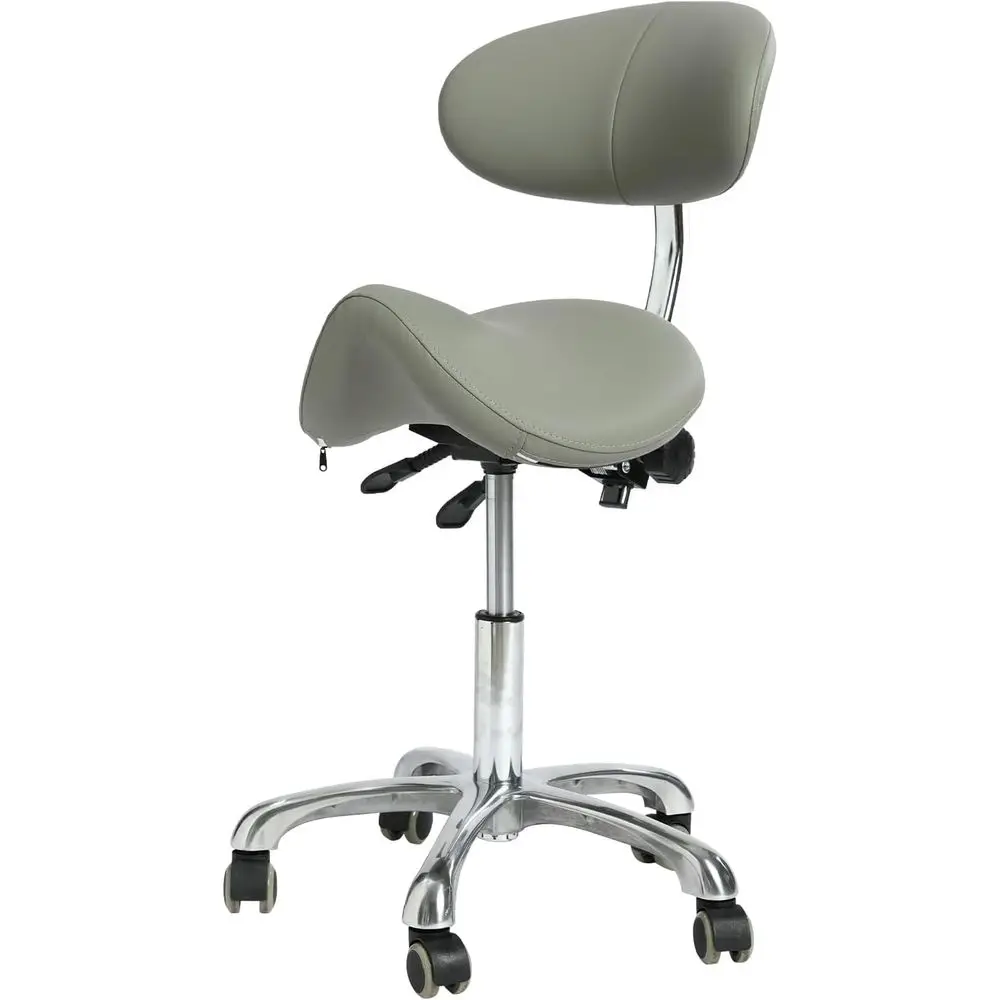 Adjustable Stool, ergonomically Designed Rotating Stool with Back Support, Rotating Rolling Base, Grey