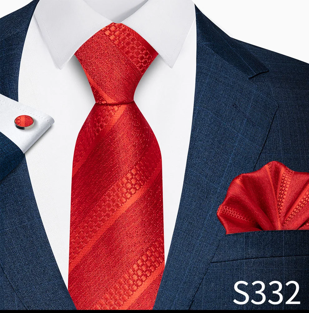 Hochwertiges 8-cm-Krawatten-Einstecktuch-Set für Herren, schwarz, blau gestreift, Hochzeitsgeschenk, Krawatte, Anzug-Accessoires, passend für den Arbeitsplatz – Detail 29