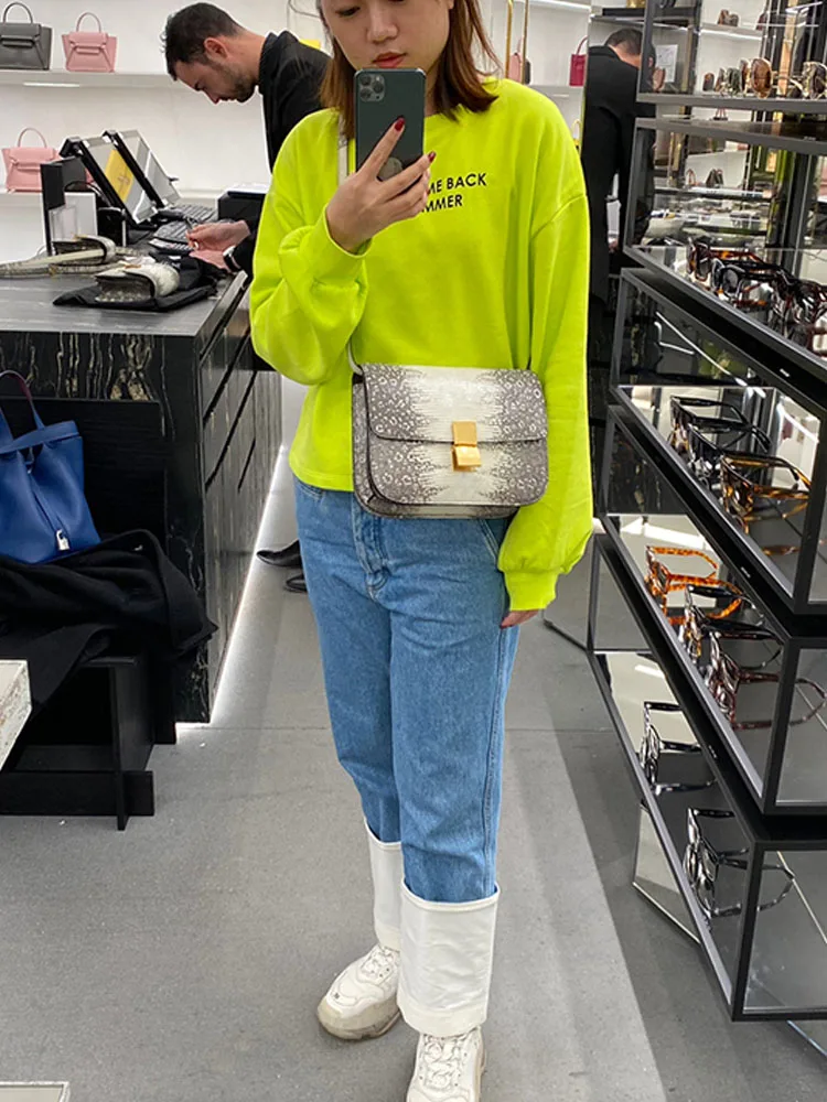 Fashion Ladies Flap Single Shoulder Bag Designer Tofu Box Bags High Street Cow Split Leather Women Crossbody Sling Bags