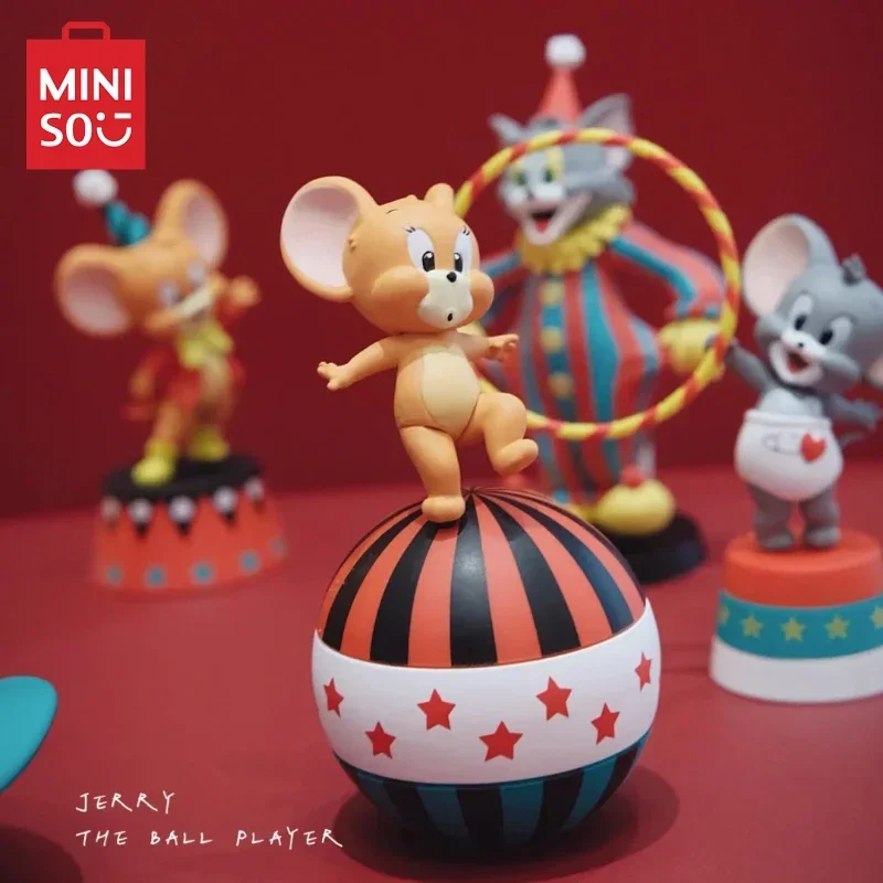 MINISO Tom and Jerry Circus Series Blind Box Kawaii Anime Peripheral Model Car Desktop Decoration for Children's Birthday Gifts