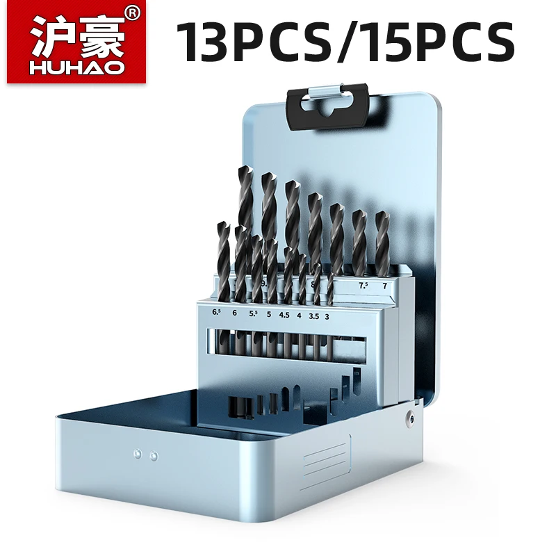 

HUHAO 13/15PS M35 HSS 5% Cobalt Twist Drill Bit Set High Speed Steel Drill Bits For Stainless Steel Wood Metal Drilling Tools