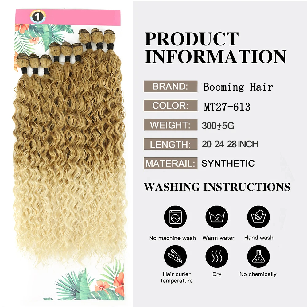 Synthetic Hair Bundles Curly Hair Extensions for Women 9PCS/Set Long Weave Hair Heat Resistant Hair Fibers Weaving For Woman