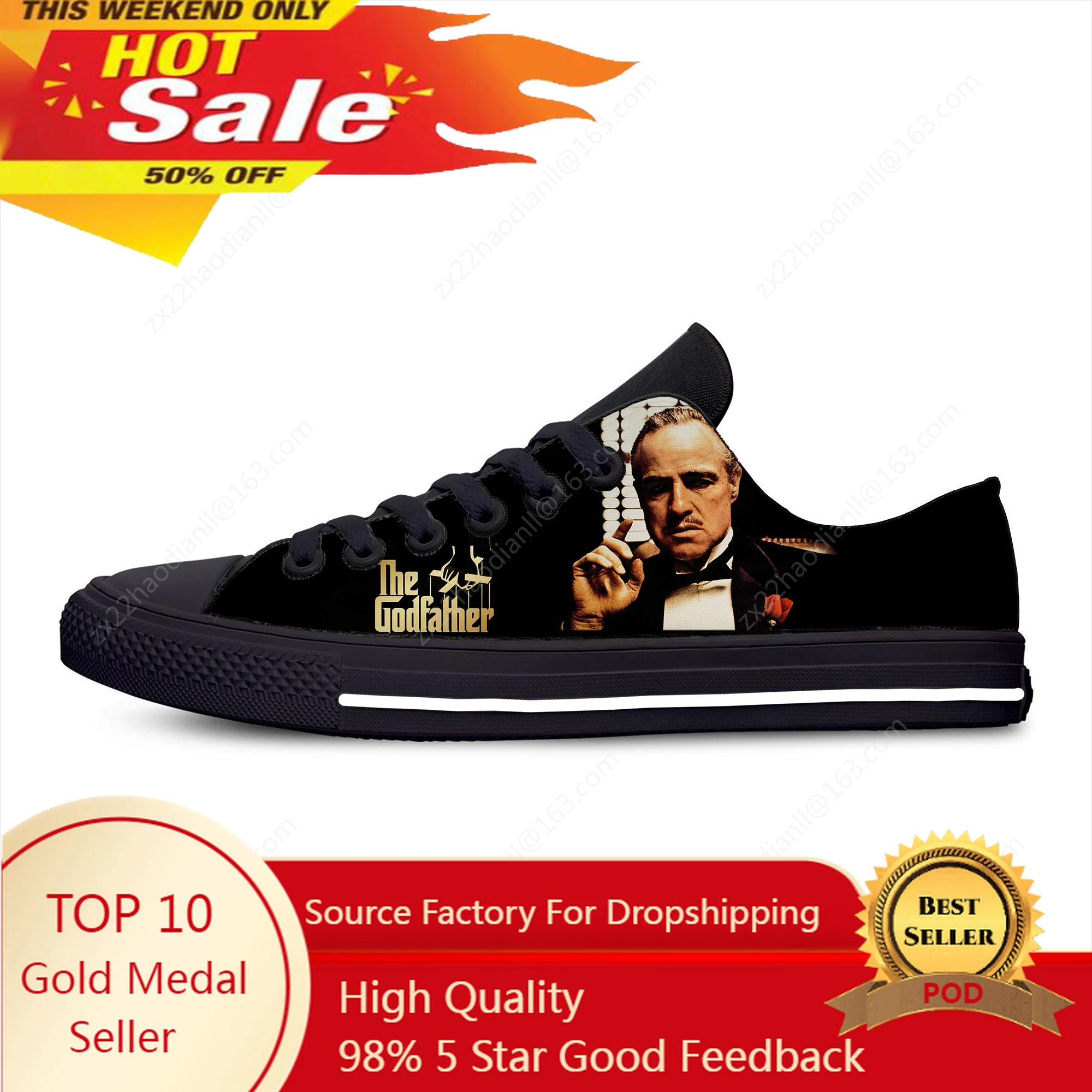 

Movie The Godfather Low Top Sneakers Mens Womens Teenager Casual Shoes Canvas Running Shoes 3D Breathable Lightweight shoe