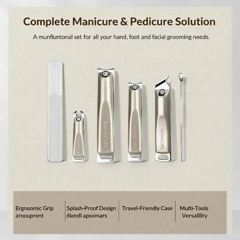 Home & Commercial Use Nail Clippers Set 5/10 PCS Rotating Leather Bag Pro Pedicure Trimmer Care Tools
