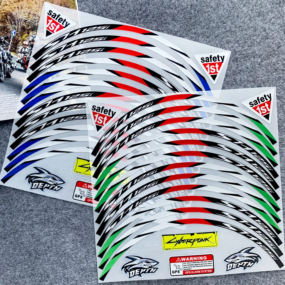 For Honda SH 125 Sh 125i SH125i 16 Inches Reflective Motorcycle Wheel Hub Stickers Moto Inner Rim Stripe Decals Accessories