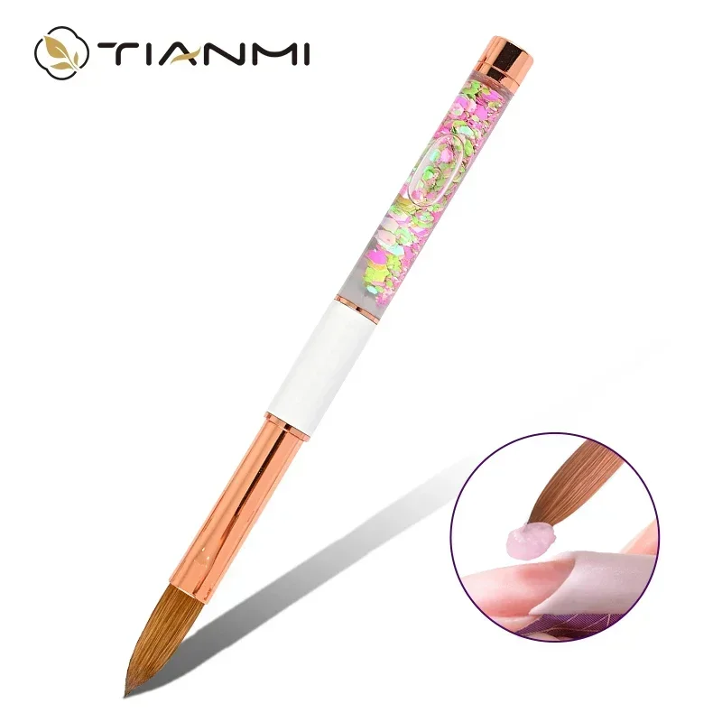 Cute Crystal Nail Art Brushes Kolinsky Acrylic Nail Brush Gel Nail Polish Extension Builder Manicure Carving Painting Nail Pens