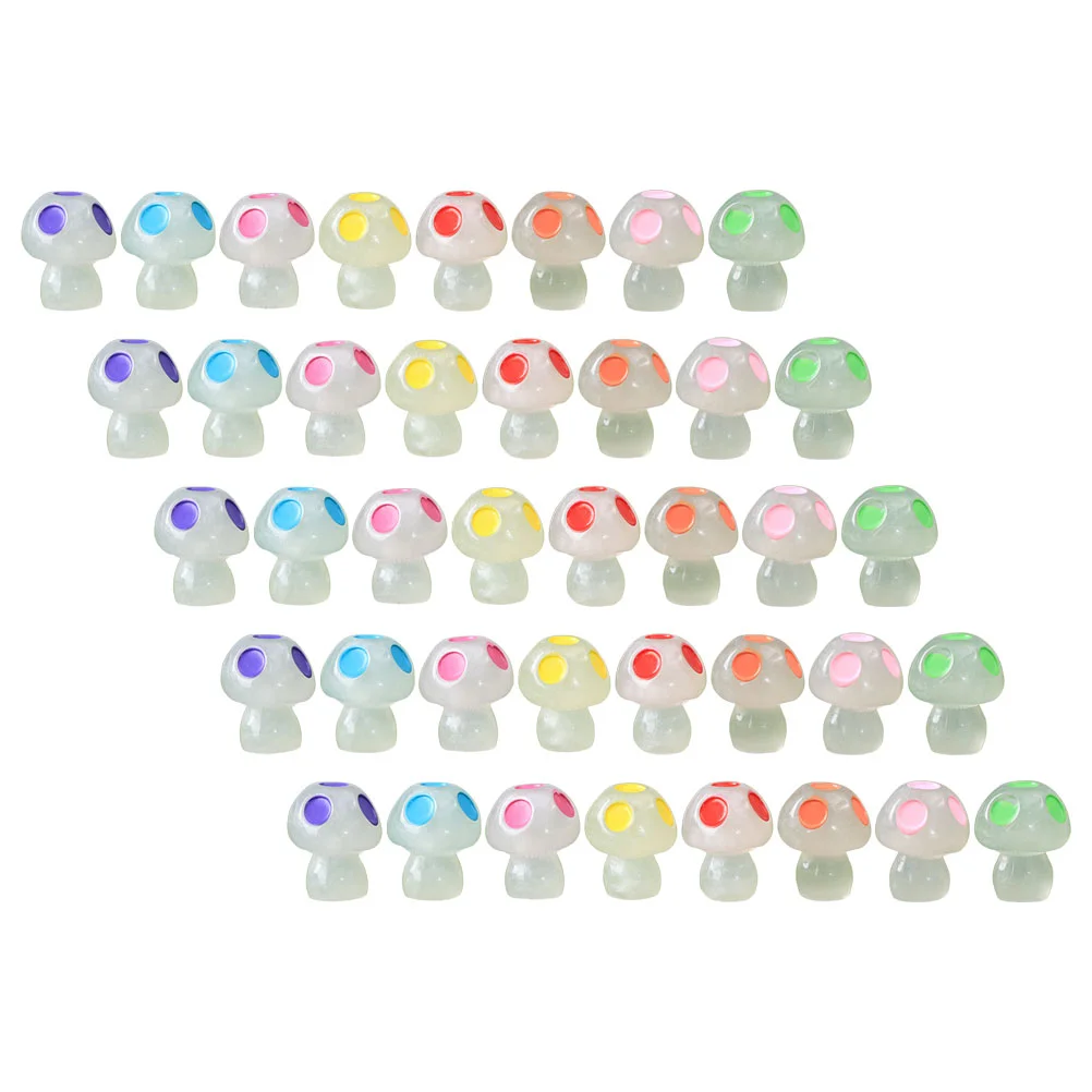 40 Pcs Decor Luminous Mushroom Miniature Tiny Mushrooms Accessories Resin Bonsai Decorations Toy