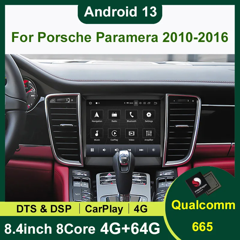 8.4inch Qualcomm Android 13 8Core 4+64G car radio BT GPS For Porsche Panamera 2010-2016 Car Multimedia Stereo DSP 360 Navigation