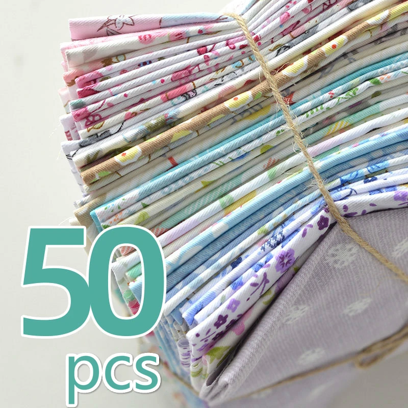 50 Stück Kleine Stoffstücke, Zerfetzter Stoff, Reine Baumwolle, Cartoon-Handarbeiten, DIY-Bastelset für Anfänger, Patchwork-Nähstoffe – Detail 2