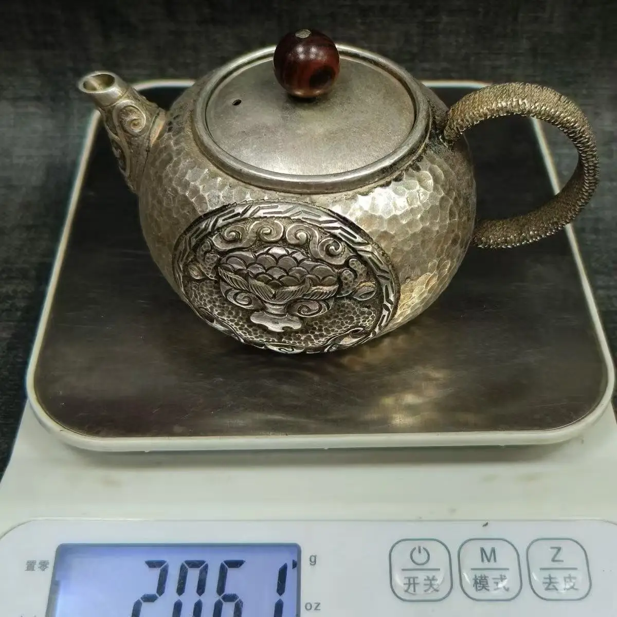 Very rare QingDyansty silver teapot ,Loucky beast,Free shipping