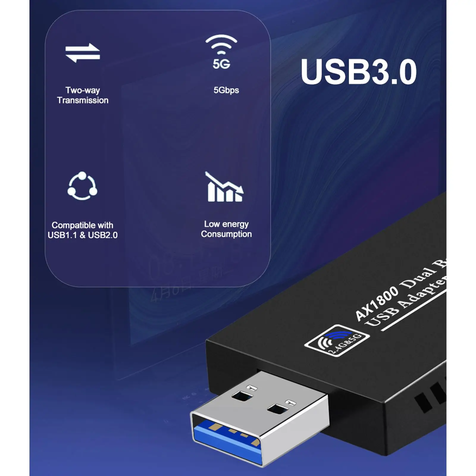 WiFi 6 USB Adapter 802.11ax 1800Mbps Dual-Band 2.4GHz&5GHz Wifi Dongle For PC Desktop Laptop wifi Network Card Wireless Receiver