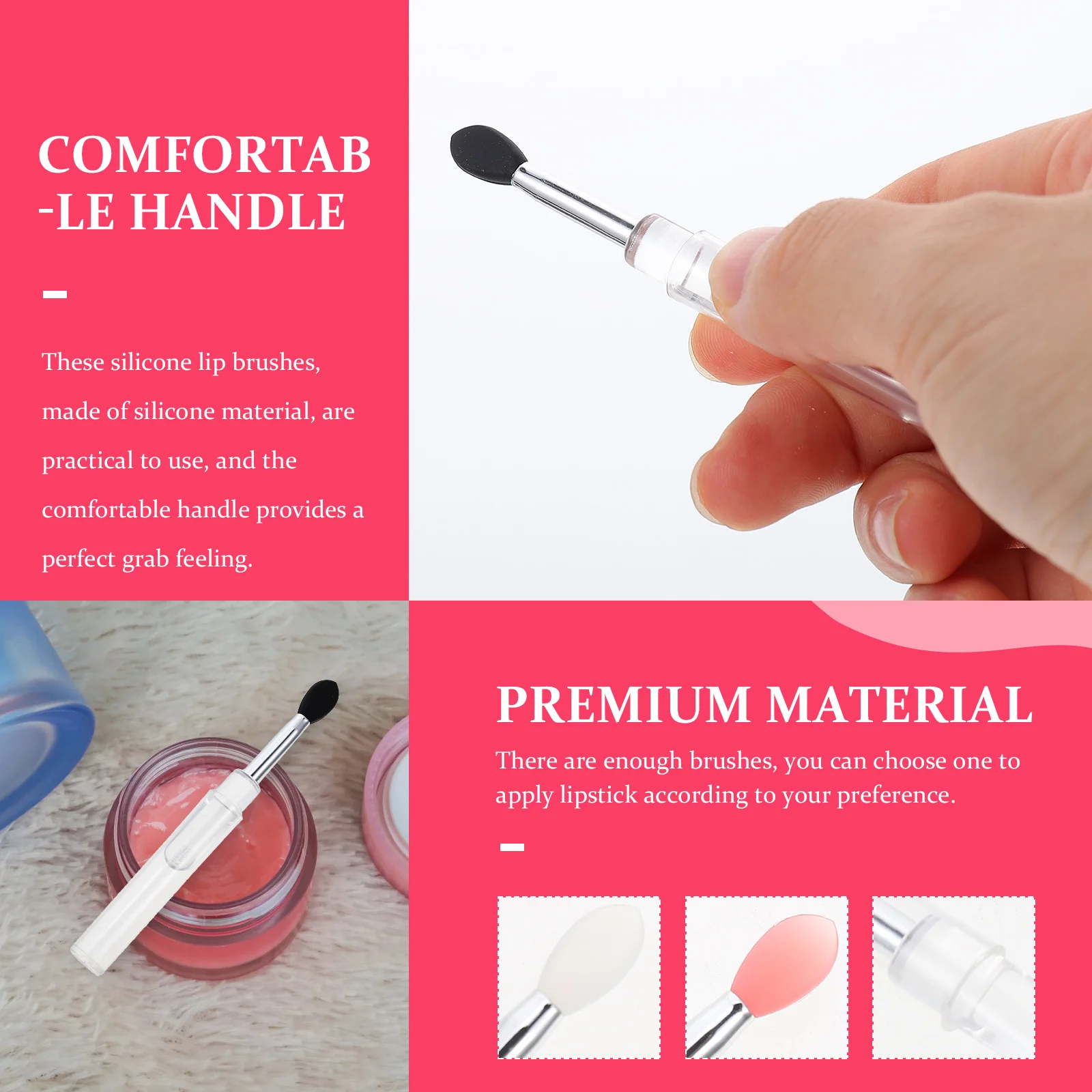 6Pcs Silikon Lippen Maske Pinsel Werkzeug Ultra-Weiche Make-Up Zubehör Tragbare Nicht-Slip Griff Lidschatten Applikator Lidschatten pinsel