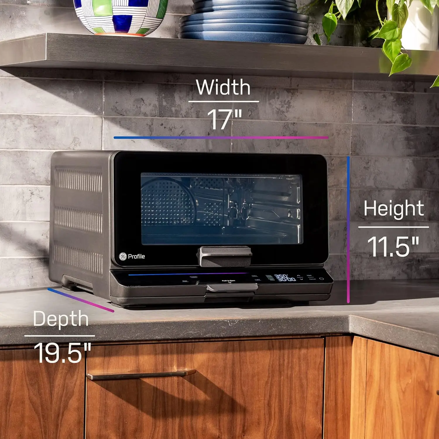 GE Profile-Four intelligent 11 en 1, sans préchauffage, avec seau supérieur, comprenant air, chaud, toast, griller, rôtir, et réchauffer de façon spectaculaire