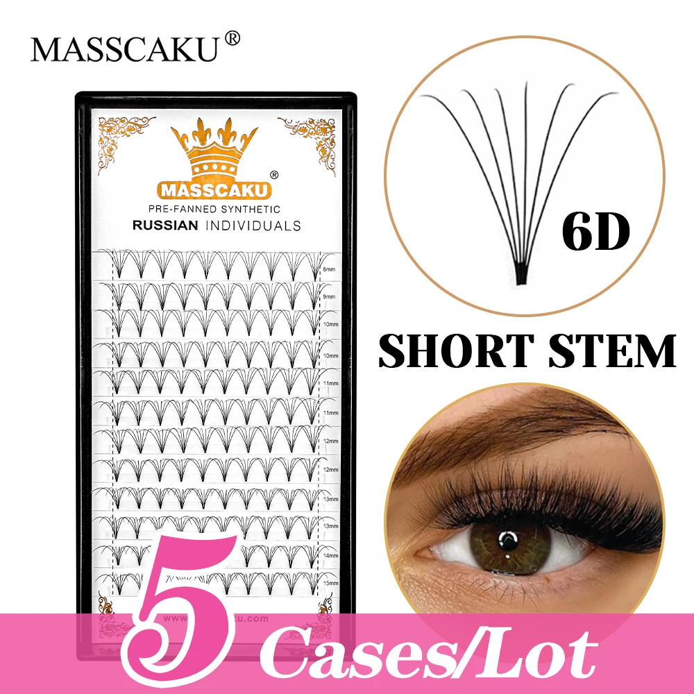 

MASSCAKU Factory Wholesale 5cases/lot 3D/4D/5D/6D/10D Premade Volume Fans Eyelash Natural Look Short Stem Lash for Professionals