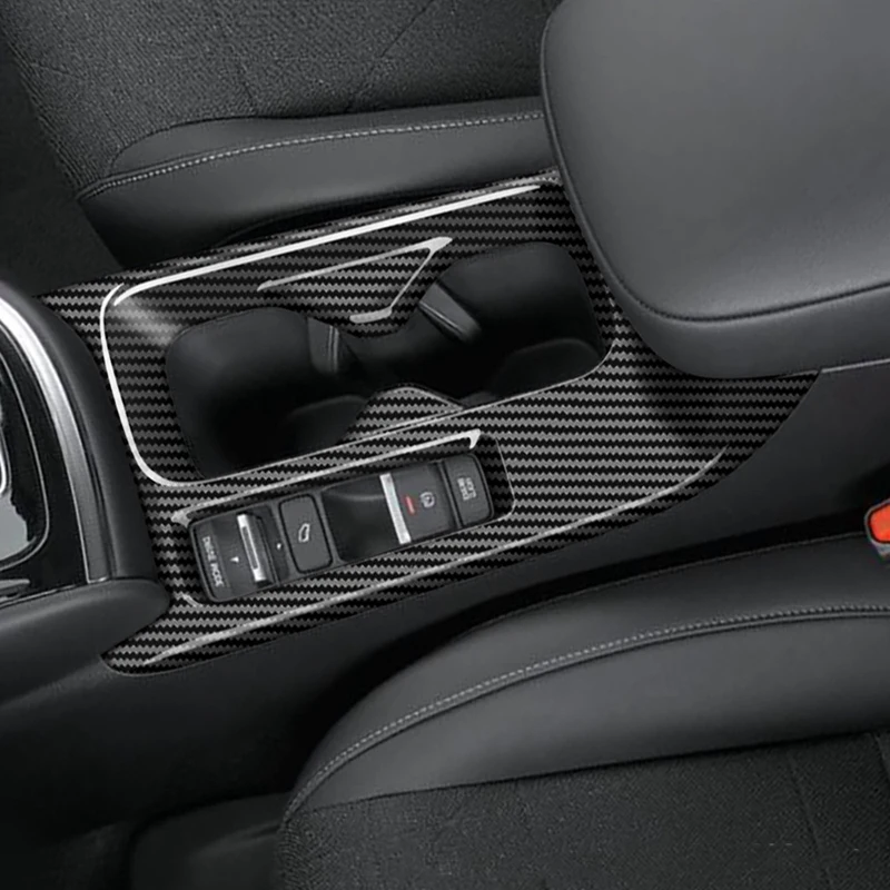 CYL-Car Glossy Black Center Console Water Cup Holder Decoration Cover Trim Stickers for Honda HRV HR-V Vezel 2021 2022 LHD