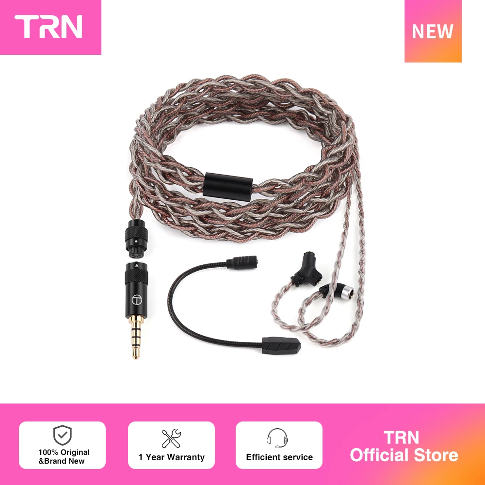 TRN RedChain Plus Gramr Gaming Earphone Upgrade Cable with Detachable Microphone 3.5mm 1.2M/2M Headphone TRN Official Store