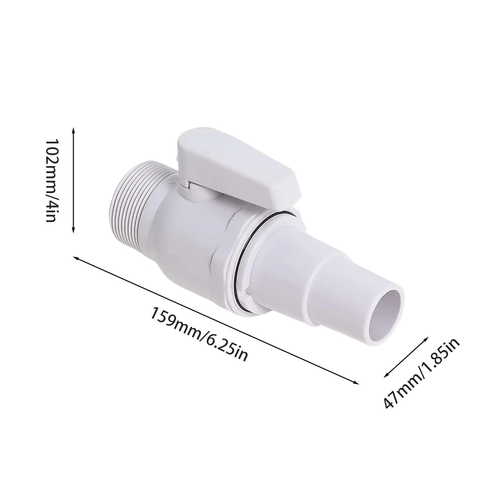 صمام كروي ثنائي الاتجاه، صمام مضخة حمام السباحة 1.5 - 1.25 بوصة، موصل إيقاف مرشح حوض السباحة بحد أقصى 50 رطل لكل بوصة مربعة لتصنيف الضغط لحمام السباحة فوق الأرض #6
