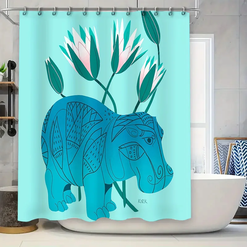 

Blue Ocean Wave Shower Curtain Sea Life Coastal Bathroom Decor Waterproof Fabric Teal Nautical Home Décor Beach Themed Modern