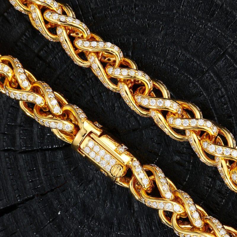 TUHE Unisex High Quality Rope Chain Man Moissanite Necklace S925 Silver For Men's Hip Hop Jewelry