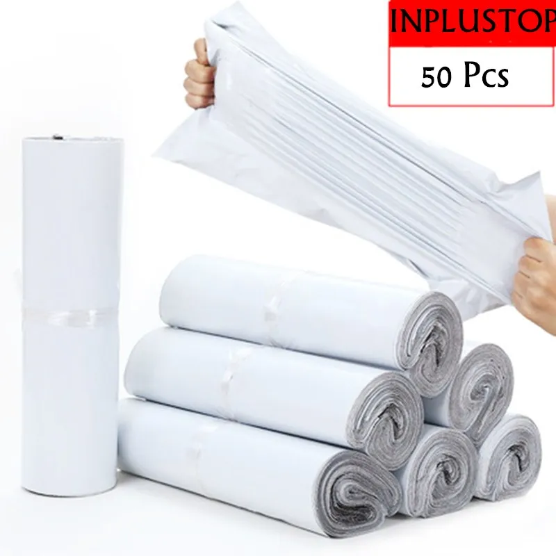 

INPLUSTOP Ploy Shipping Bags Opaque PE Plastic Express Envelope Storage White Color Mailing Bags Self Adhesive Seal Courier Bag