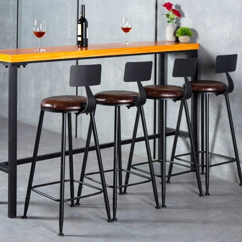 Taburete-Chaises de Bar Rondes en Cuir Noir de Haute Qualité, Design Nordique Moderne et Minimaliste, Mobilier Confortable en Métal