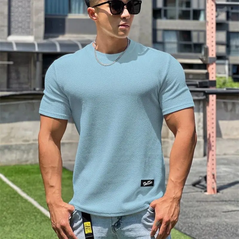 Summer new trend slim fashion white men's T-shirt round neck short sleeve T-shirt top snake print casual sports men's wear